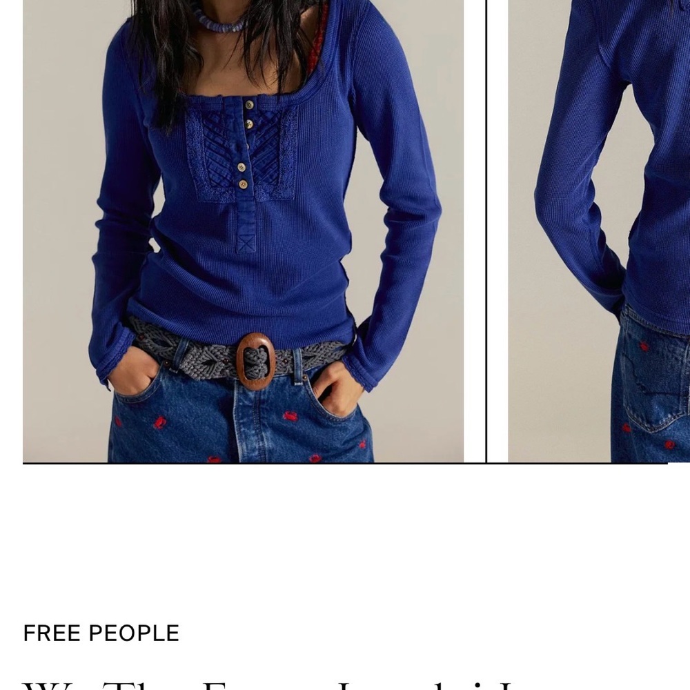 NWT- We the Free- Free People Royal Blue Buttoned To-Medium
